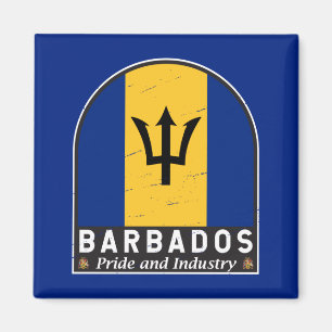 Barbados-vlag Embleem Verstoorde Vintage Magneet