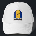Barbados-vlag Embleem Verstoorde Vintage Trucker Pet<br><div class="desc">Barbados met een moeilijk leesbaar embleem met de vlag en het wapen.</div>
