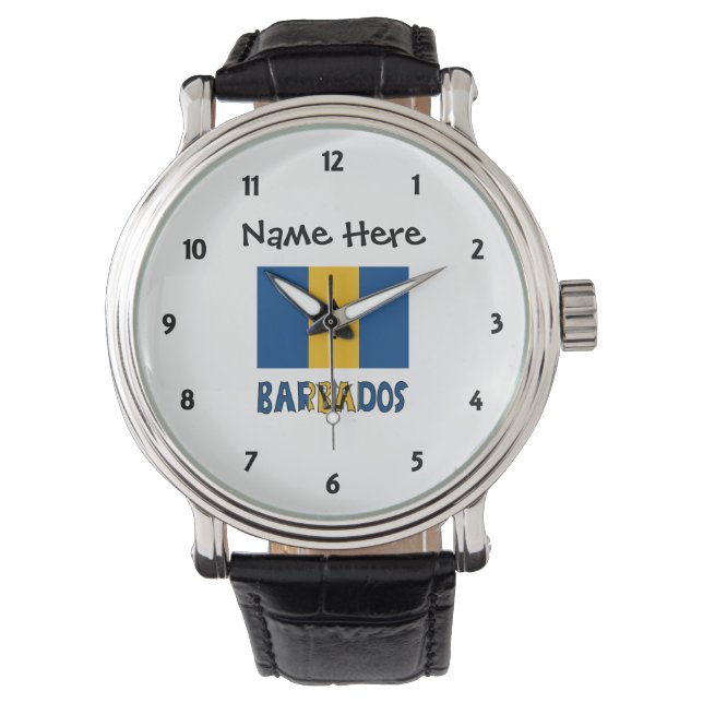 Barbados vlag gepersonaliseerd horloge (Voorkant)