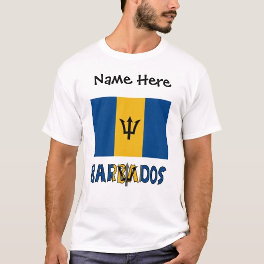 Barbados vlag gepersonaliseerd t-shirt (Voorkant)