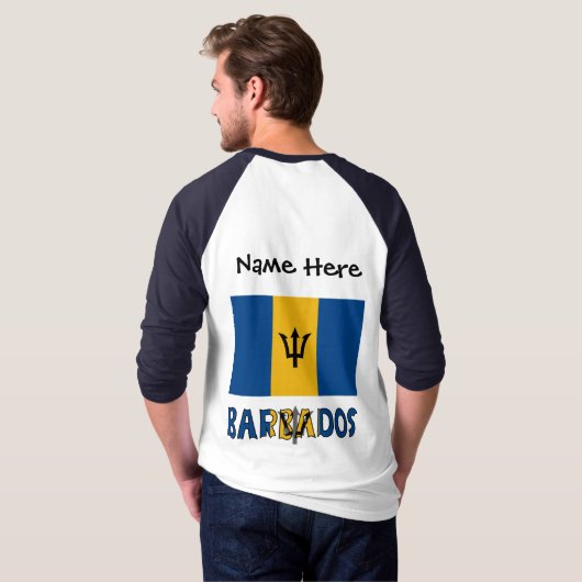 Barbados vlag gepersonaliseerd t-shirt (Achterkant volledig)