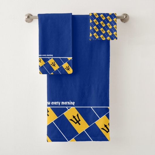 BARBADOS VLAG Gepersonaliseerde Schrift BLAUW Bad Handdoek (Insitu)