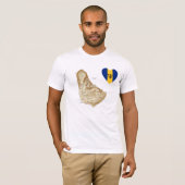 Barbados Vlag Hart + Kaart T-shirt (Voorkant volledig)