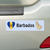 Barbados Vlag Hart + Landkaart Bumpersticker (Op auto)