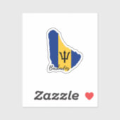 Barbados Vlag kaart Sticker (Vel)