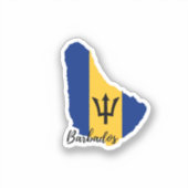 Barbados Vlag kaart Sticker (Voorkant)