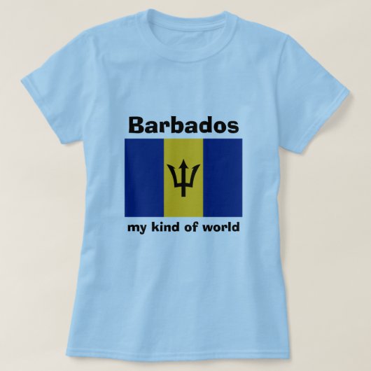 Barbados Vlag + Kaart + Tekst T-shirt (Design voorkant)