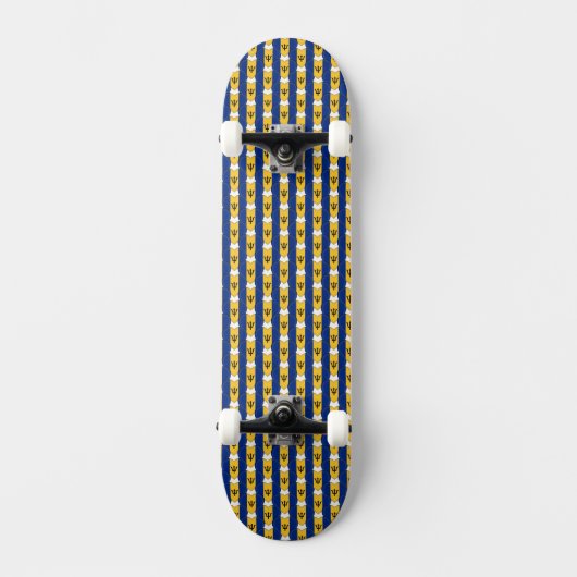 Barbados vlag kleuren harten patroon patriottisch persoonlijk skateboard (Voorkant)