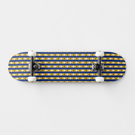 Barbados vlag kleuren harten patroon patriottisch persoonlijk skateboard (Horizontaal)