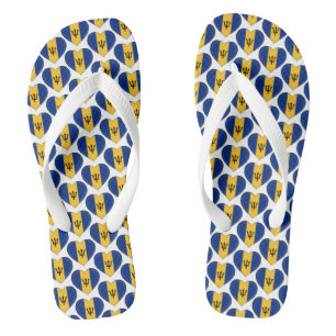 Barbados vlag kleuren harten patroon patriottisch teenslippers