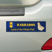 Barbados Vlag + Landkaart Bumpersticker (Op auto)