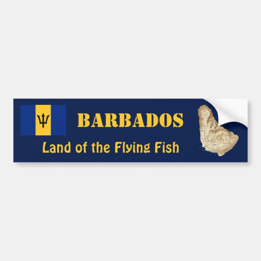 Barbados Vlag + Landkaart Bumpersticker (Voorkant)