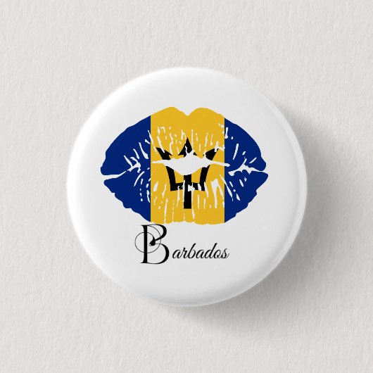 Barbados Vlag Lippen Ronde Button 3,2 Cm (Voorkant)