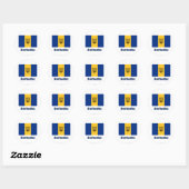 Barbados Vlag met naam Ronde Sticker (Vel)
