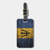 Barbados Vlag op de oude houten korrel Bagagelabel (Voorkant verticaal)