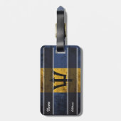 Barbados Vlag op de oude houten korrel Bagagelabel (Achterkant verticaal)