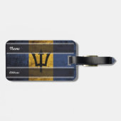 Barbados Vlag op de oude houten korrel Bagagelabel (Achterkant horizontaal)