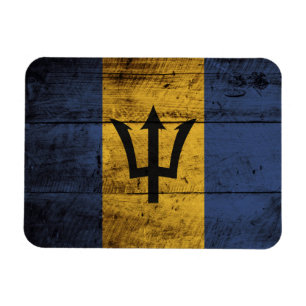 Barbados Vlag op de oude houten korrel Magneet