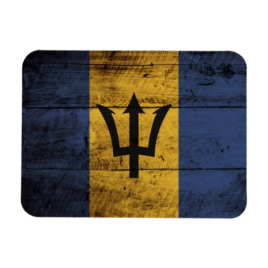 Barbados Vlag op de oude houten korrel Magneet (Horizontaal)