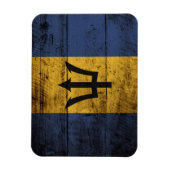 Barbados Vlag op de oude houten korrel Magneet (Verticaal)