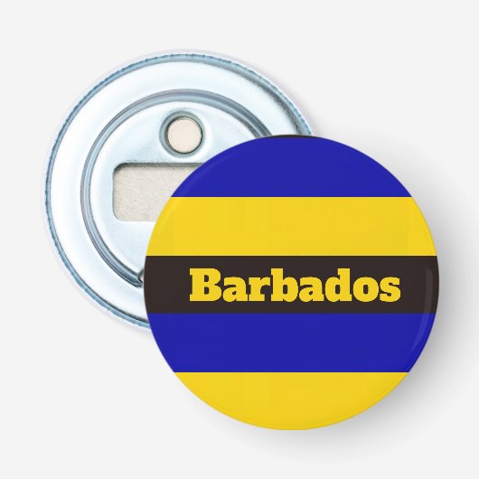 Barbados vlag Stripe kleuren Button Flesopener (Voorkant)