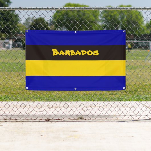 Barbados vlag Stripe kleuren Spandoek (Insitu)