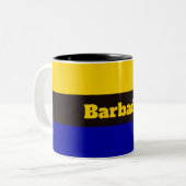 Barbados vlag Stripe kleuren Tweekleurige Koffiemok (Voorkant links)