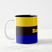 Barbados vlag Stripe kleuren Tweekleurige Koffiemok (Links)