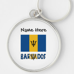 Barbados Vlag van Barbados Zwarte Personalisatie Sleutelhanger