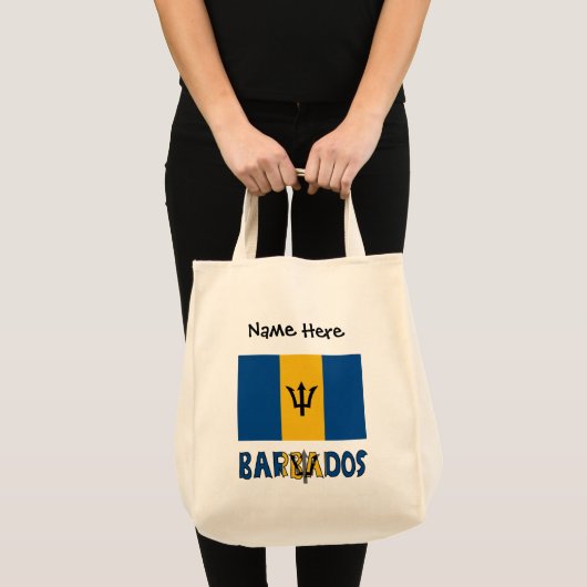 Barbados Vlag van Barbados Zwarte Personalisatie Tote Bag (Voorkant (product))