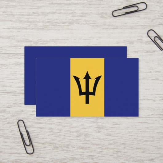 Barbados vlag visitekaartje (Voorkant / Achterkant in situ)