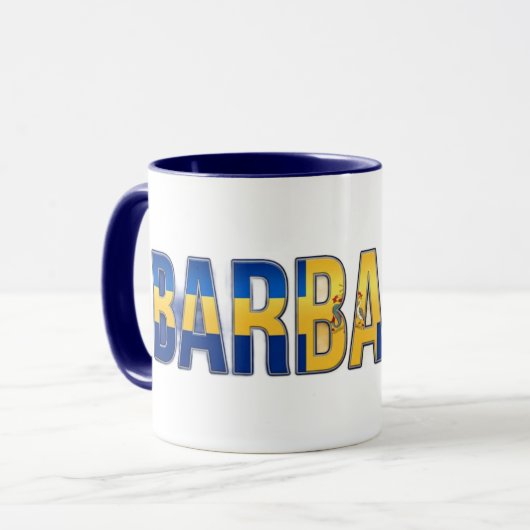 Barbados Vlagtekst | Caribische Trots Design Mok (Voorkant links)