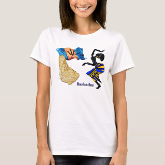 BARBADOS VROUW T-SHIRT MET MAP EN VLAG