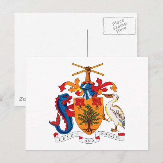 Barbados wapenschild Briefkaart (Voorkant / Achterkant)