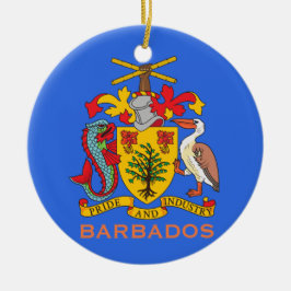Barbados wapenschild en kerstversiering met vlag keramisch ornament