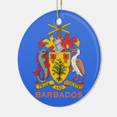 Barbados wapenschild en kerstversiering met vlag keramisch ornament (Links)