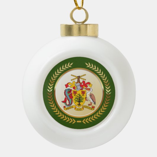 Barbados wapenschild keramische bal ornament (Voorkant)