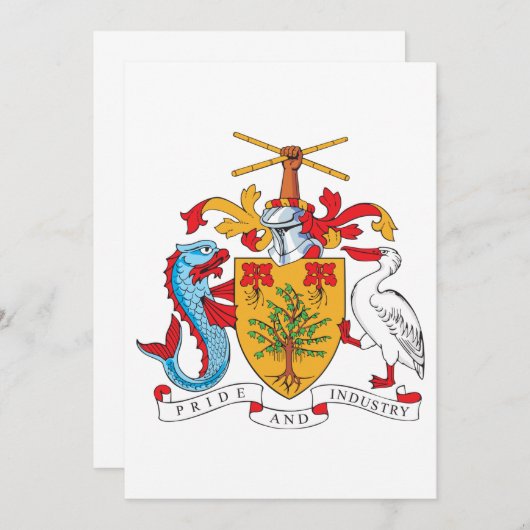 Barbados wapenschild Nationaal embleem Kaart (Voorkant / Achterkant)