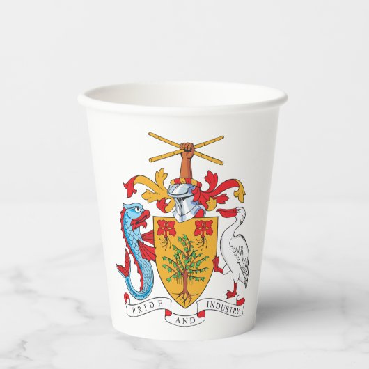 Barbados wapenschild Nationaal embleem Papieren Bekers (Voorkant)