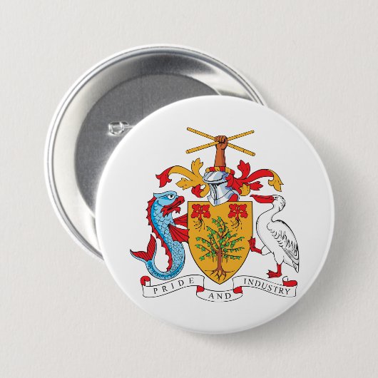 Barbados wapenschild Nationaal embleem Ronde Button 7,6 Cm (Voorkant /achterkant)