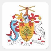 Barbados wapenschild Nationaal embleem Vierkante Sticker (Voorkant)