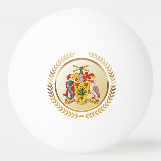 Barbados wapenschild pingpongbal (Voorkant)