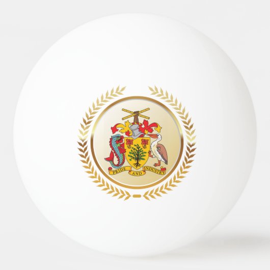 Barbados wapenschild pingpongbal (Achterkant)