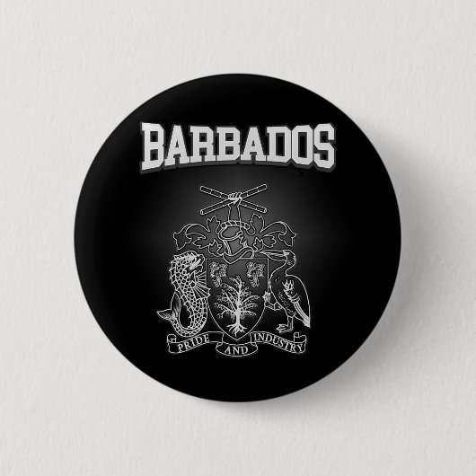 Barbados wapenschild ronde button 5,7 cm (Voorkant)