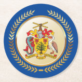 Barbados wapenschild ronde kartonnen onderzetter (Voorkant)