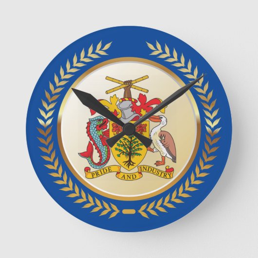 Barbados wapenschild ronde klok (Voorkant)