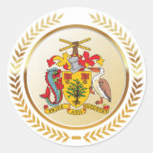 Barbados wapenschild ronde sticker (Voorkant)
