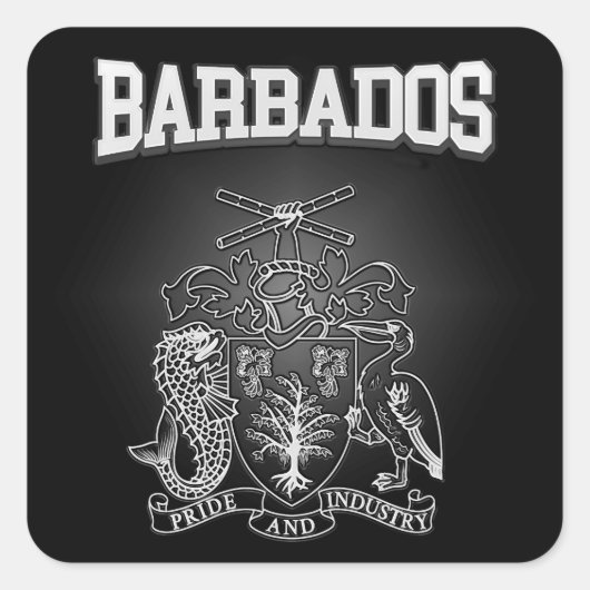 Barbados wapenschild vierkante sticker (Voorkant)