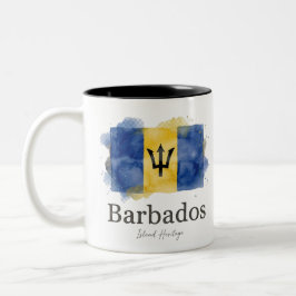 Barbados Waterverfvlag | Caribisch Erfgoed Tweekleurige Koffiemok