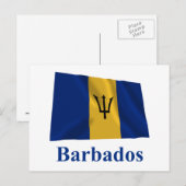 Barbados Waving Flag met naam Briefkaart (Voorkant / Achterkant)